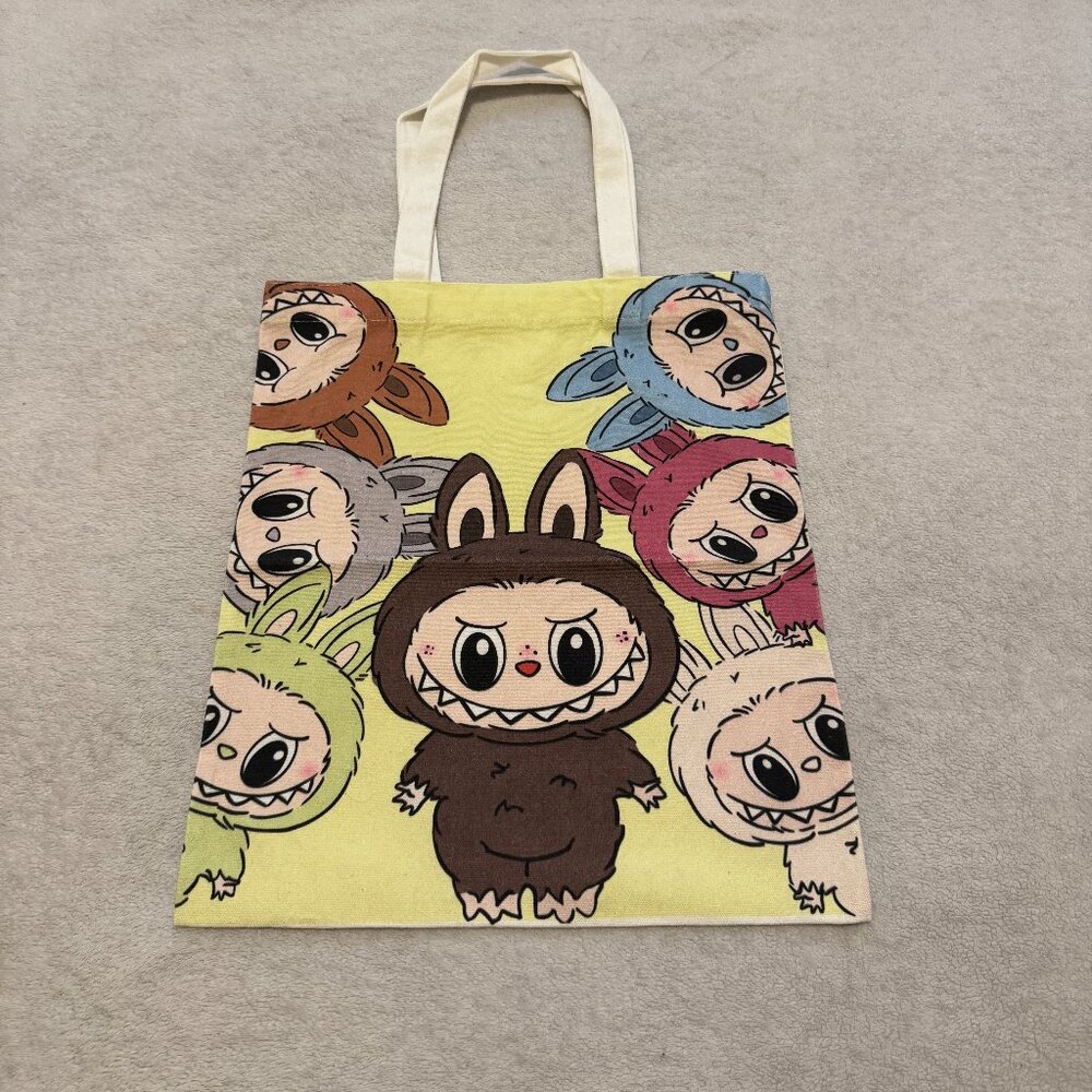 Labubu Tote Bag Cute Cartoon Character Canvas Shoulder Bag